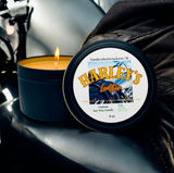 Harleys Leather Motorcycle Inspired Nostalgic Candle | 8 oz Matte Black Tin