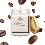 Coffee Bean Luxury Coconut + Soy Wax Candle | 9 oz Glass Jar with Gold Lid | Hand Poured | Zero Waste & Reusable Glass | Minimalistic Design