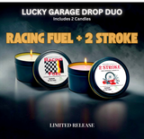 Lucky Garage Drop Duo - Racing Fuel + 2 Stroke (2 Candle Set - 8 oz Only) - Limited Release