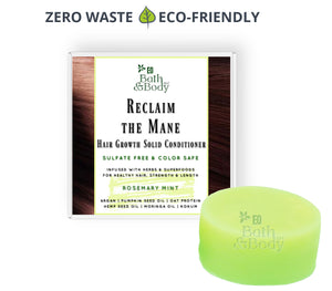 Reclaim the Mane Solid Conditioner Bar | Best Selling Hair Growth Line | Leading Edge Innovative Ingredients | Professionally Formulated | Rosemary Mint | Color Safe | Naturally Preserved | Vegan | Choose Pack Size - Earth's Own Bath & Body