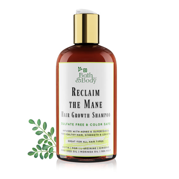 Reclaim the Mane Moringa Hair Growth Shampoo | Leading Edge Innovative Ingredients | Professionally Formulated | SLS/Sulfate Free Superfood for Hair | Vegan | Gluten Free | Color Safe | 8.5 fl oz - Earth's Own Bath & Body