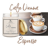 Cafe Vienna Luxury Coconut + Soy Wax Candle | 9 oz Glass Jar with Gold Lid | Hand Poured | Zero Waste & Reusable Glass | Minimalistic Design