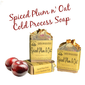 Spiced Plum & Oat Cold Process Organic Shea Butter Soap | Amazing Unisex Scent |  Gentle + Skin Conditioning | Vegan | Approx 4 oz Bar