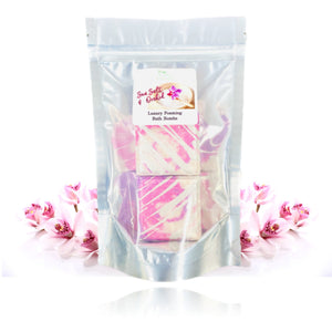 Sea Salt & Orchid Foaming Organic Shea Butter Square Bath Bomb 2 Pack Gift Bag | Gift for Friend | Wedding Favors | Michigan Made