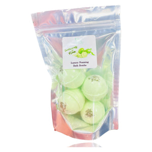 Lemongrass & Lime Foaming Organic Shea Butter Bath Bomb 4 Pack Gift Bag | Gift for Friend | Wedding Favors | Kids Bath Bombs | Michigan Made