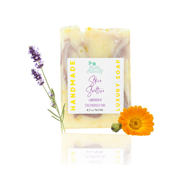 Calendula, Lavender & Oat | 100% Natural Cold Process Skin Soothing Soap Bar | Soothes and Calms Skin | Gift | 6.5 oz Size